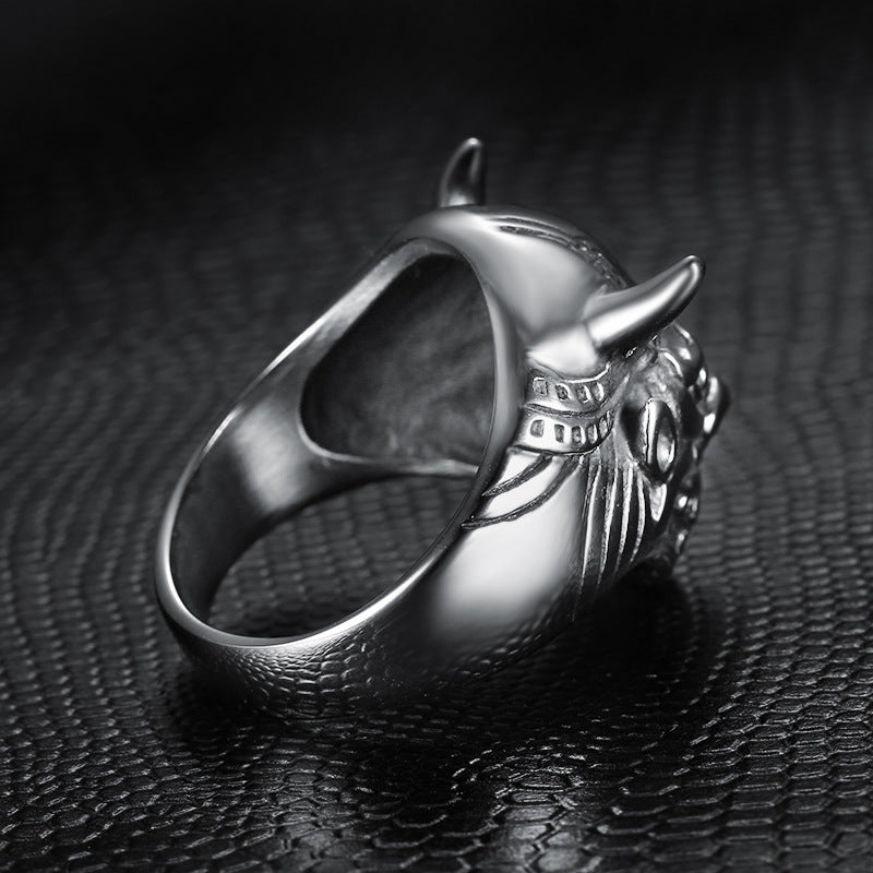 Personality Domineering Bull Horn Men Titanium Steel Ring