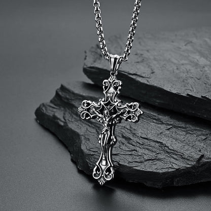 Men's Stainless Steel Gothic Jesus Christ Cross Necklace