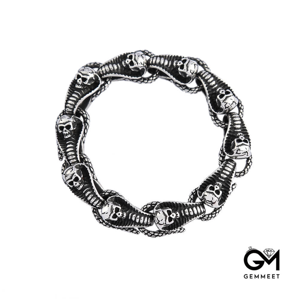 Titanium Steel Skull Snake Bracelet