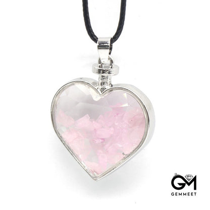 Crystal Love Wish Bottle Gravel Pendant Necklace