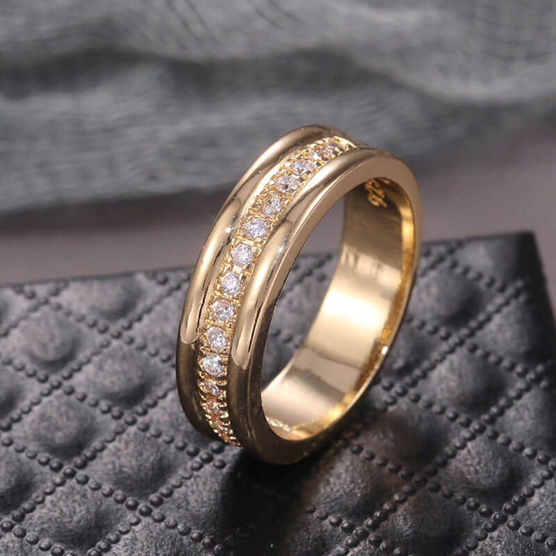 Simple Gold Set With Zircon Ring