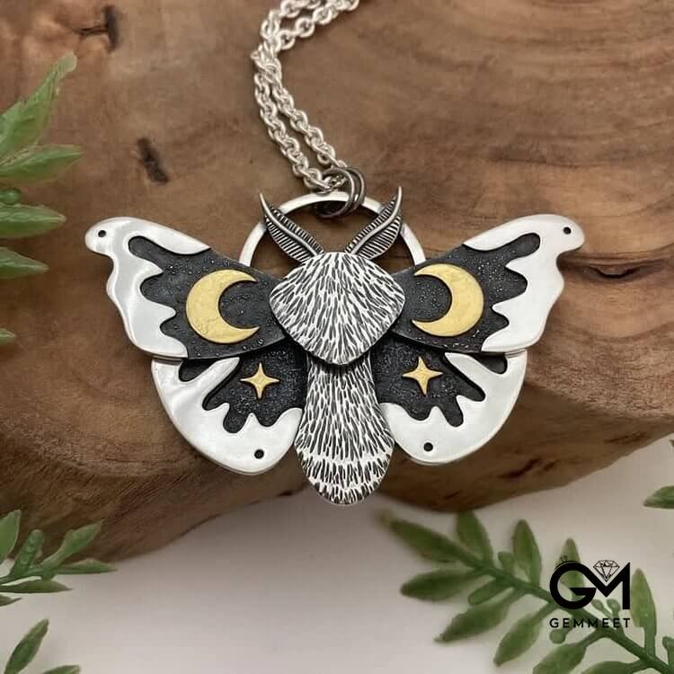 Vintage Silver Moth Necklace