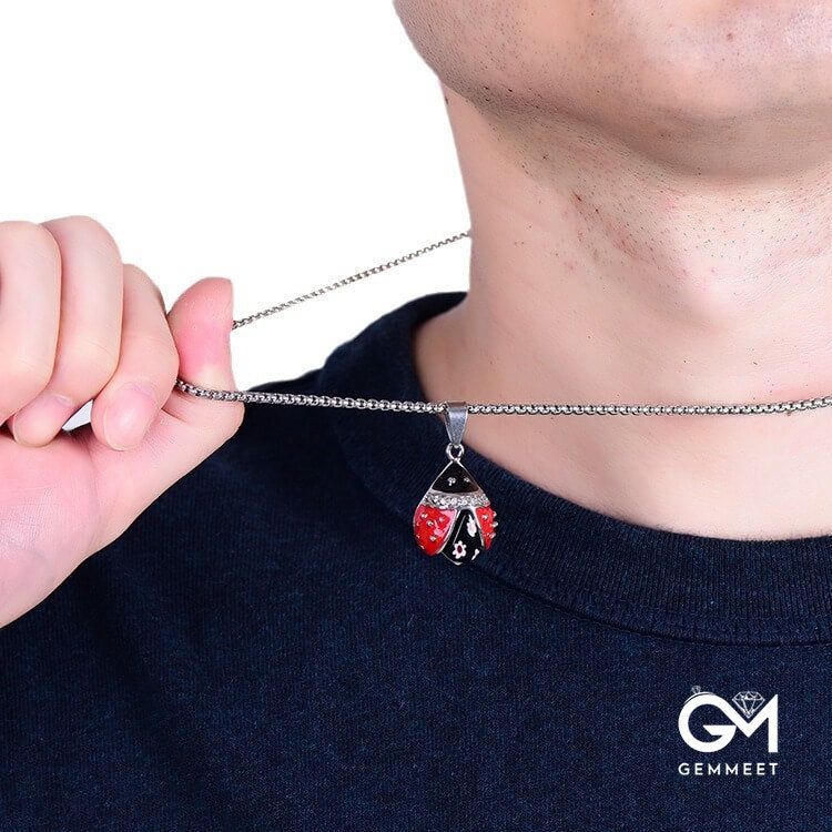 Titanium Steel Simple Seven Star Ladybug Necklace