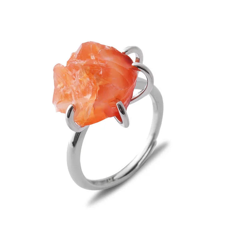 Six Claws Natural Crystal Adjustable Ring