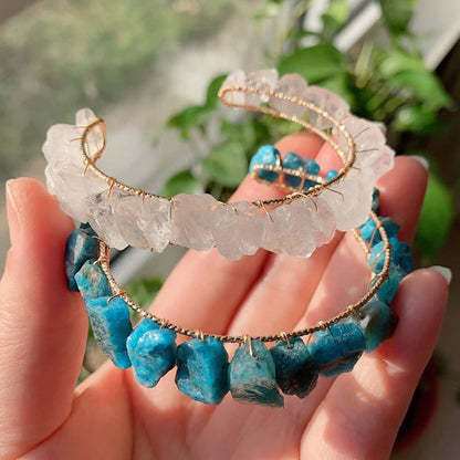 Natural Crystal Gravel Beads Wire Wound Bracelet