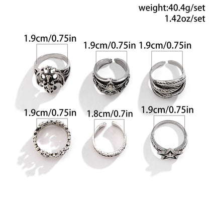 Halloween 6 Pcs Vampires Symbol Rings Set