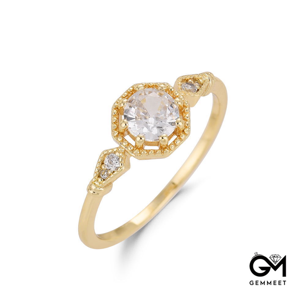 Gold Plated Moissanite Simple Temperament Wedding Ring