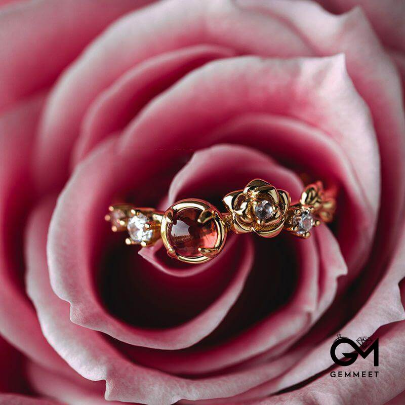 Garnet Rose Open Adjustable Ring