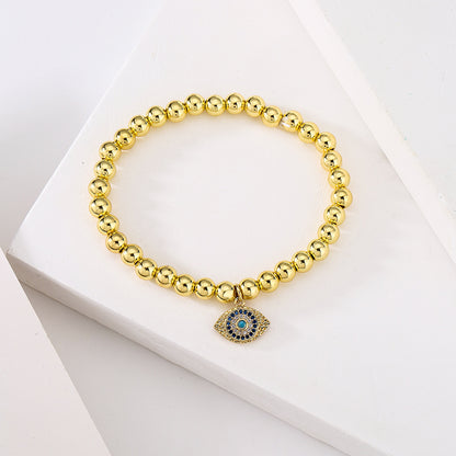 Golden Full Stones Evil Eye Pendant Bracelet & Bangle