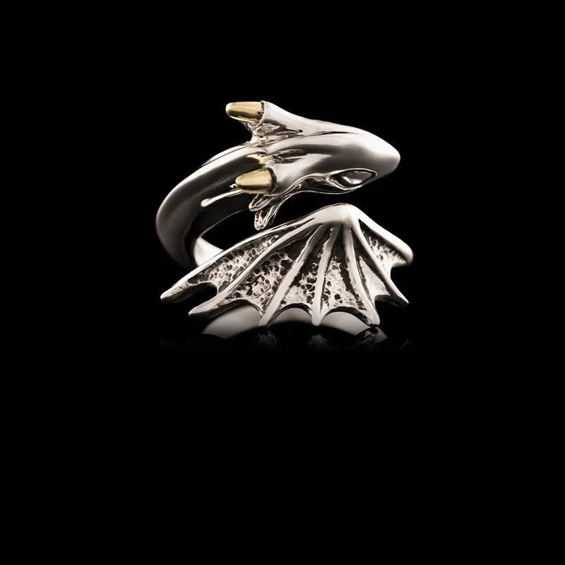 Hip-Hop Retro Dragon Mens Open Ring