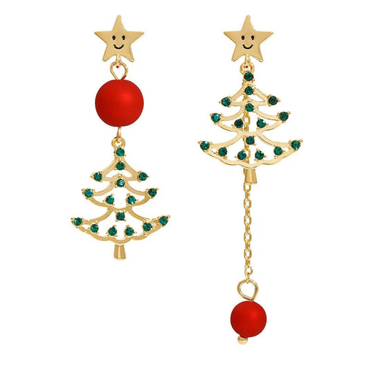 Christmas Earrings Niche Green Christmas Tree Stud Earrings