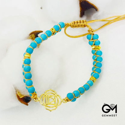 Blue Turquoise Double Braided Wrap Bracelet