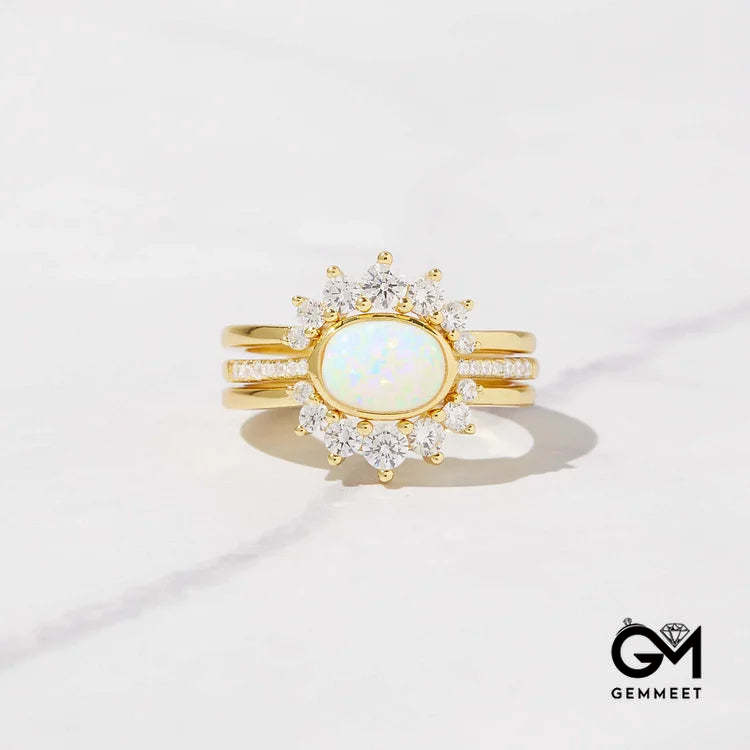 Opal Stacking Three Layer Ring Ring