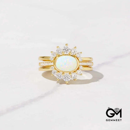 Opal Stacking Three Layer Ring Ring