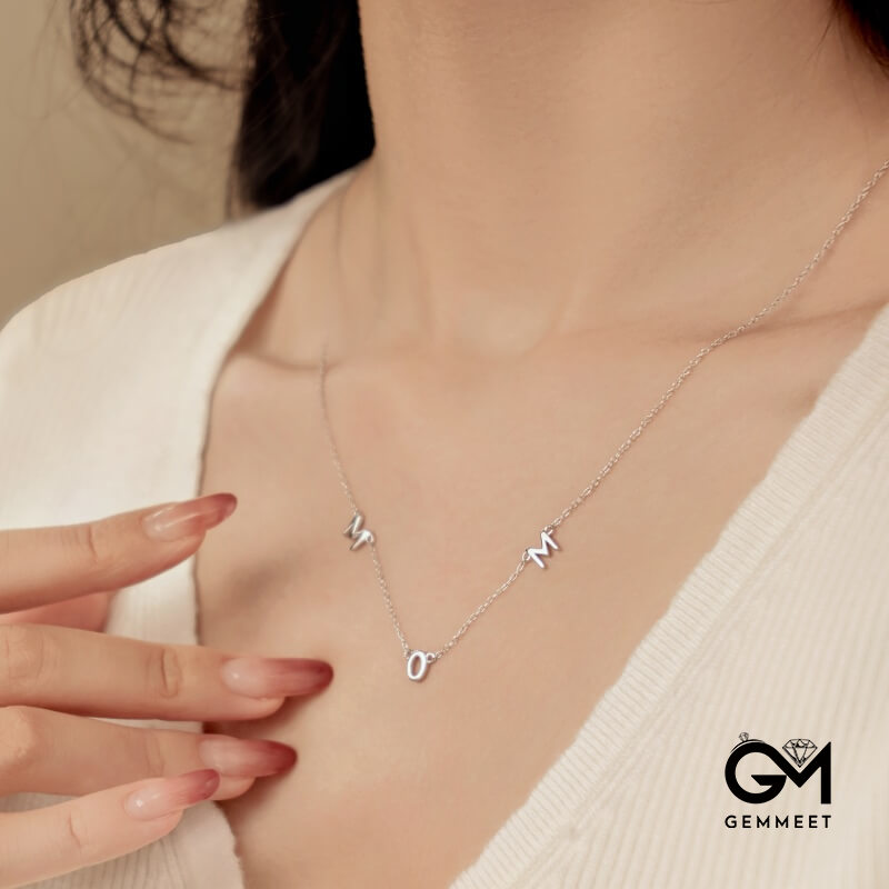 S925 Sterling Silver Simple Mother's Day Glossy Necklace