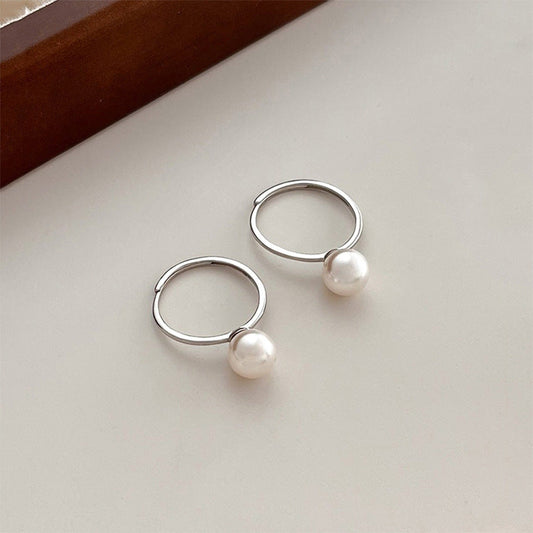 S925 Silver Imitation Pearl 8mm Ring