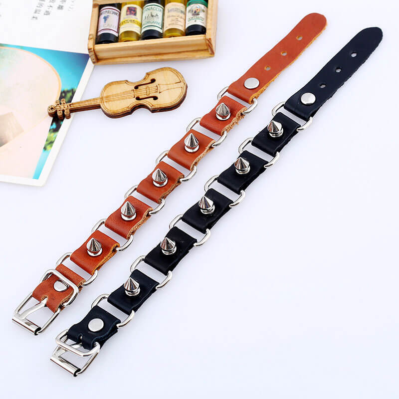 New Leather Bracelet Punk Personality Accessories Trend Men's Motorcycle Leather Bracelet