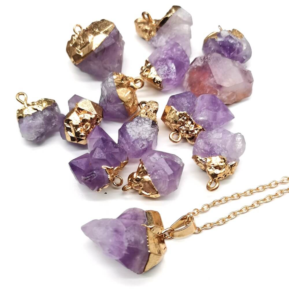 Amethyst Flower Gold-plated Crystal Necklace