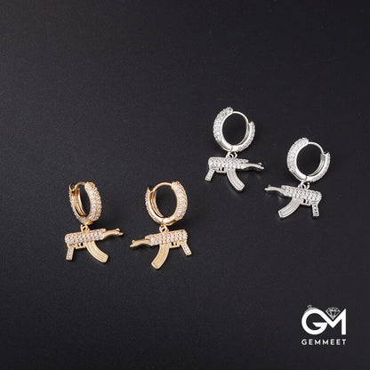 Stylish Personality Silver AK Gun Earrings