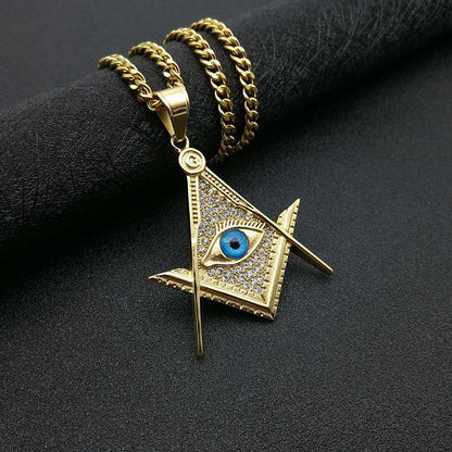 Hip Hop Jewelry Gold Plated Zircon AG Blue Eyes Pendant