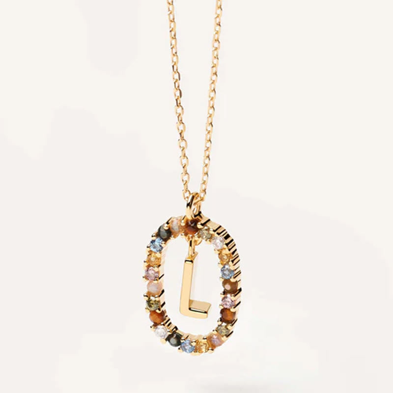 INITIAL LETTER Colourful Zircon Necklace