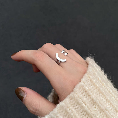 Smiley Face Geometric Opening Ring