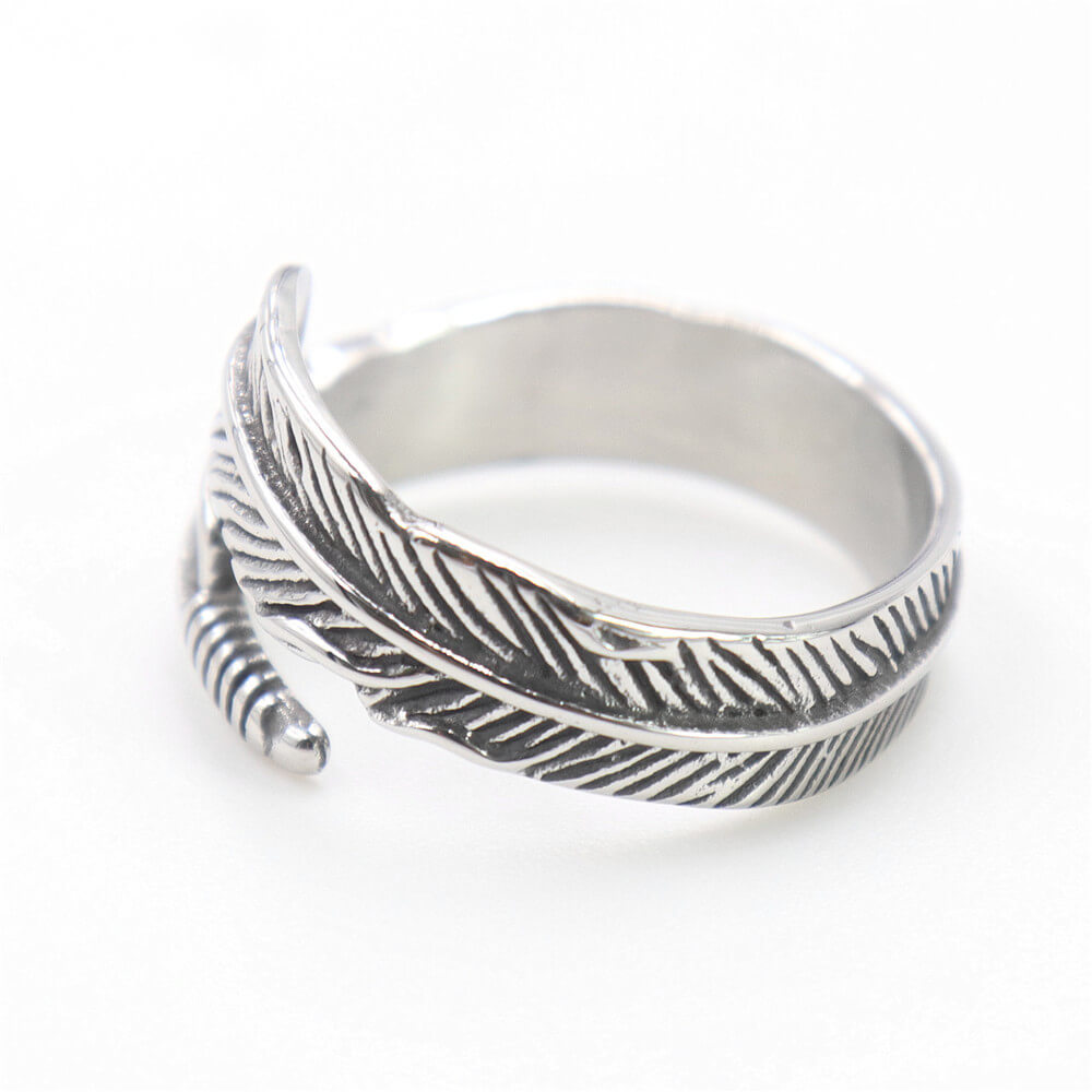 Vintage Feather Simple Stainless Steel Ring