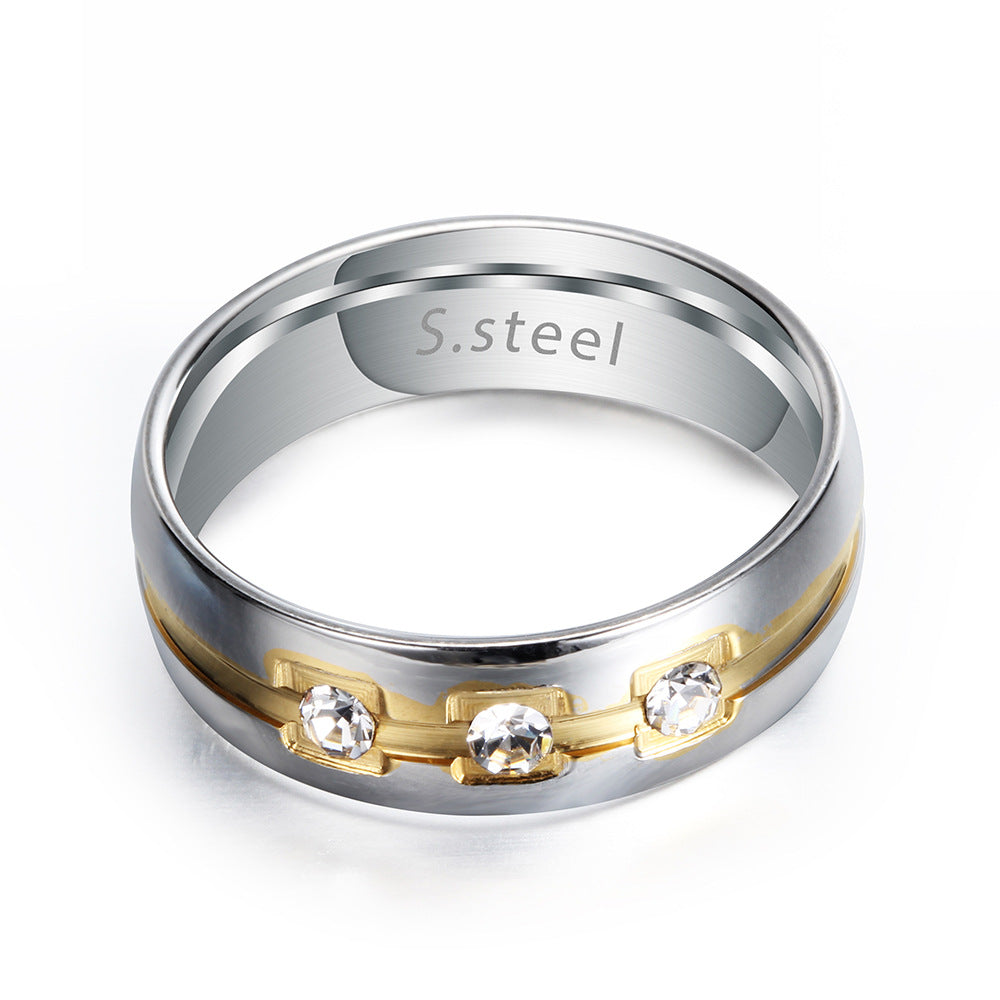 Gold and Silver Two-color Titanium Steel Ring for Men