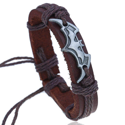 Handwoven Cowhide Bat Alloy Bracelet