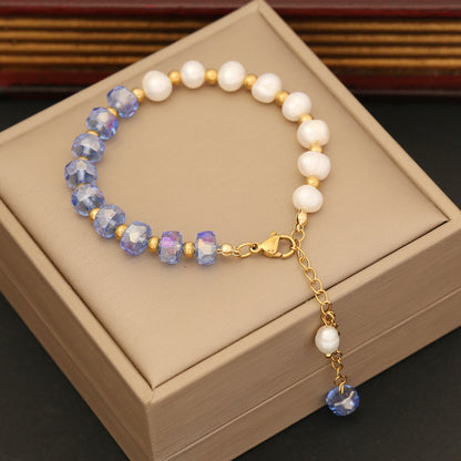 Bohemia Color Crystal Organic Pearl Bracelet