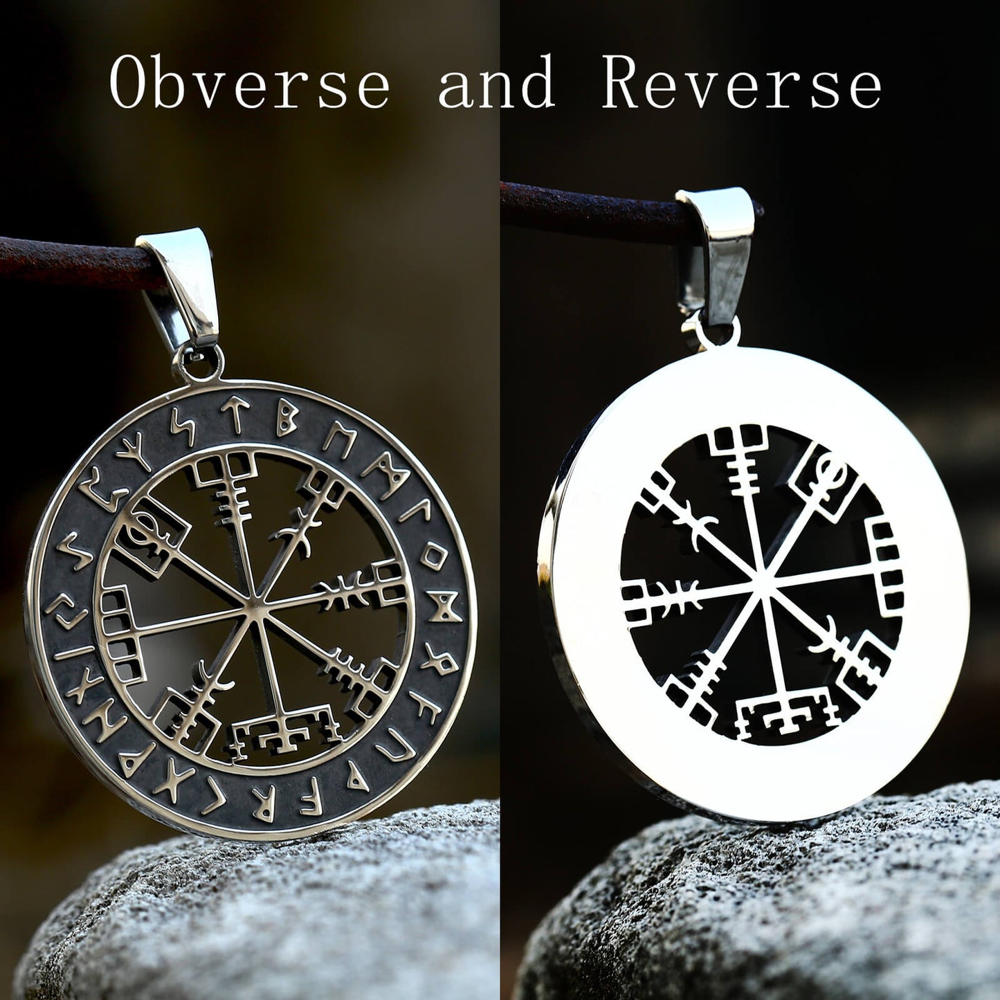 Compass Lettering Titanium Steel Pendant