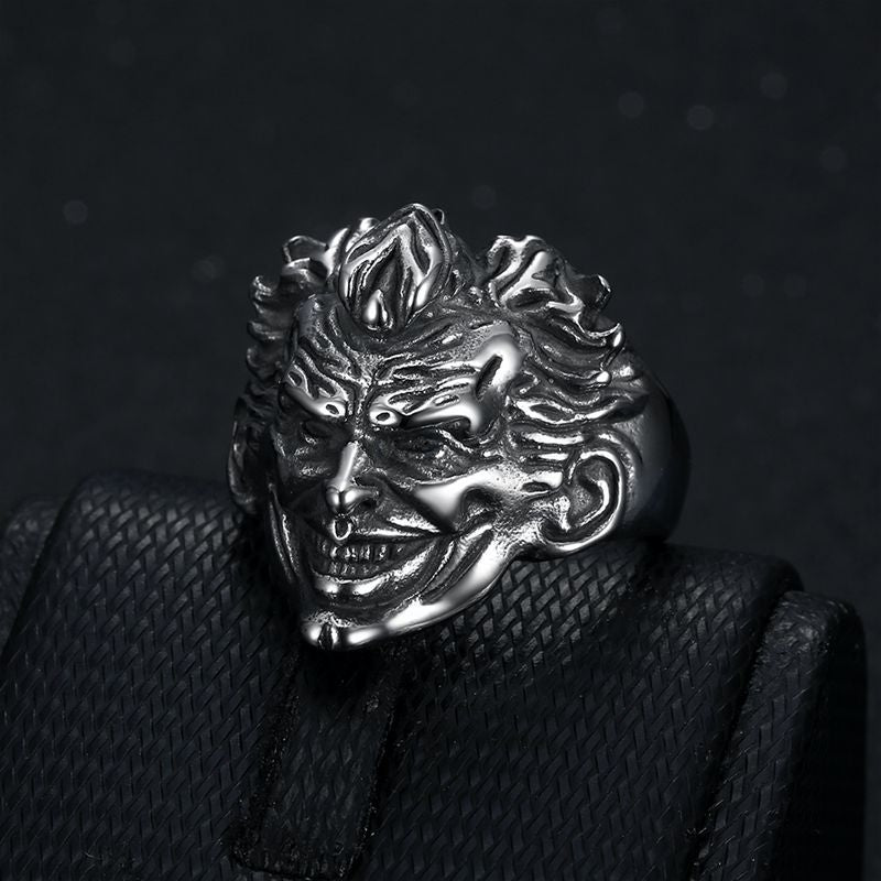 Punk Retro Clown Head Engraved Men's Ring