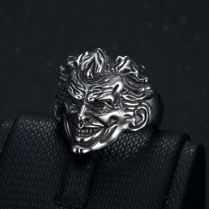 Punk Retro Clown Head Engraved Men's Ring