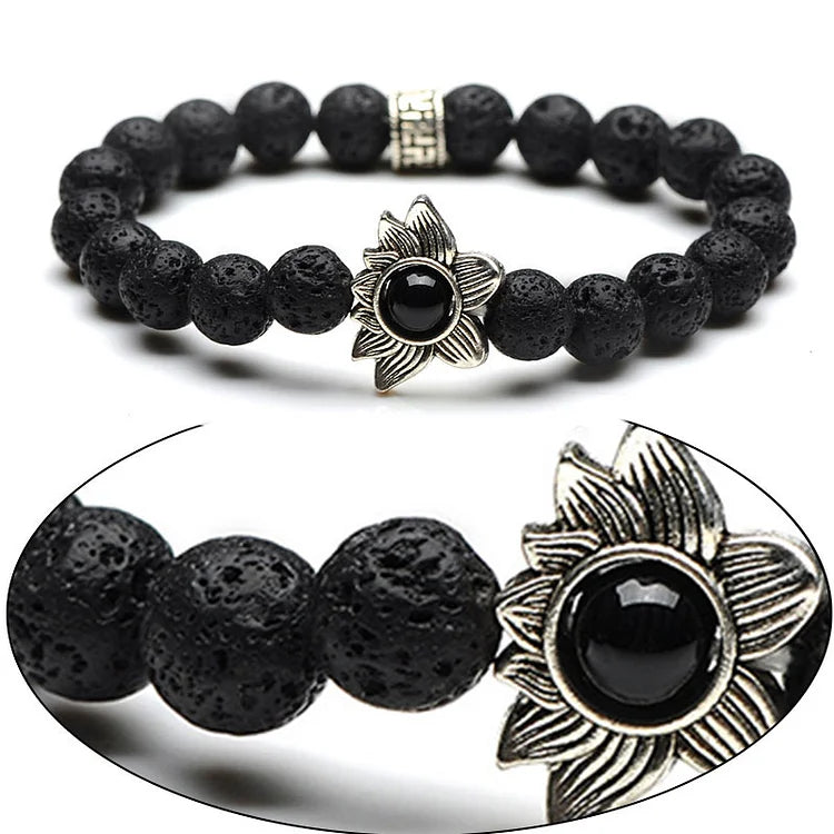 Lava Stone Lotus Bracelet