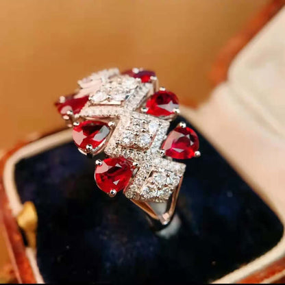 Luxury Ruby With Diamond Ring