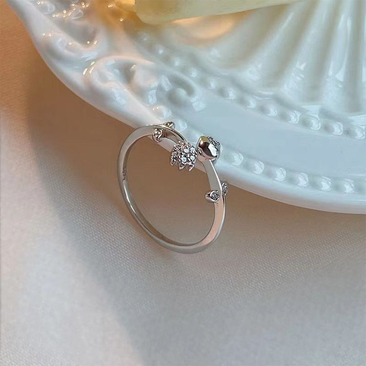 Beautiful Simple Rose Zirconia Open Ring