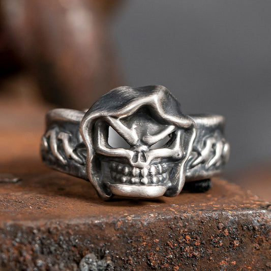 Vintage Men's Double Dragon Skull Ring