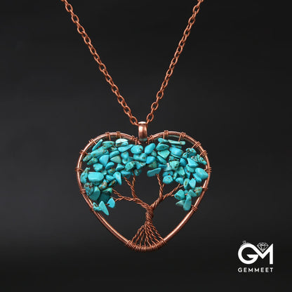 Crystal Wrap The Heart Around The Tree of Life Necklace