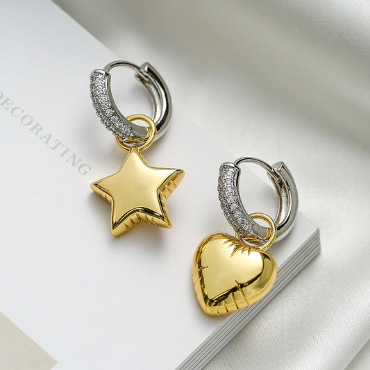 Cute Star & Heart Dangle Earrings