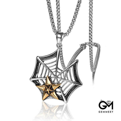 Titanium Steel Spider Web Star Necklace