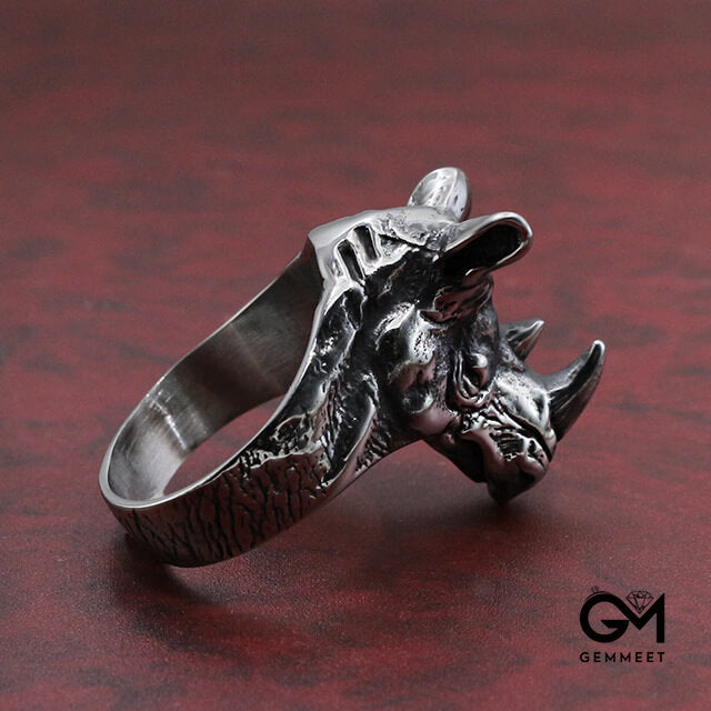 Rhino Head Animal Alloy Ring