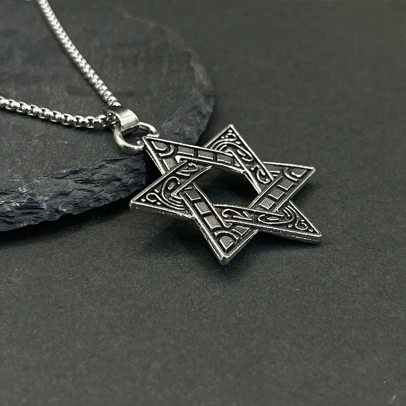 Stainless Steel Double-sided Hexagram Star Necklace