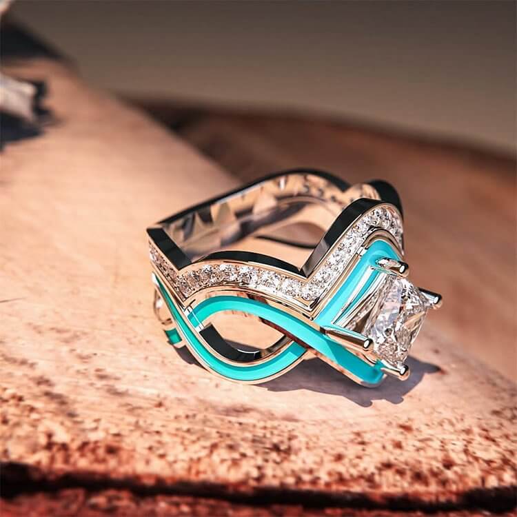 Turquoise Ocean Wave Ring