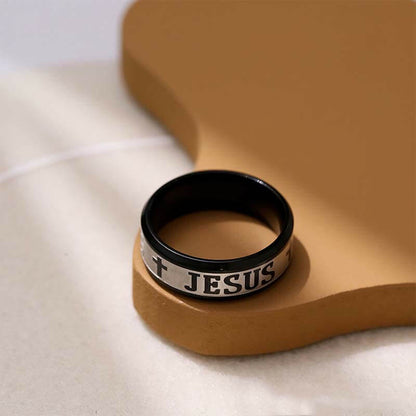 Jesus Cross Letter Bible Wedding Band Ring