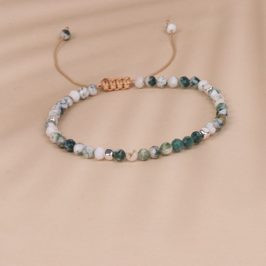 Tree Pattern Water Grass Stone Bead Bracelet