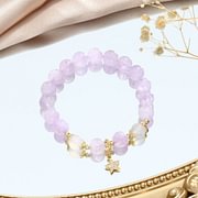 Purple Jade White Agate Beaded Star Moon Bracelet