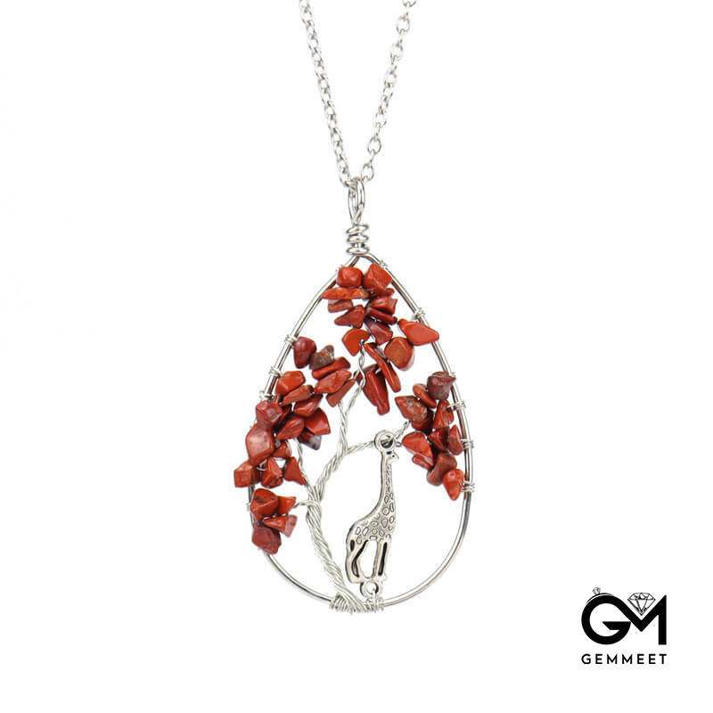 Copper Wire Wrapped Crystal Giraffe Necklace