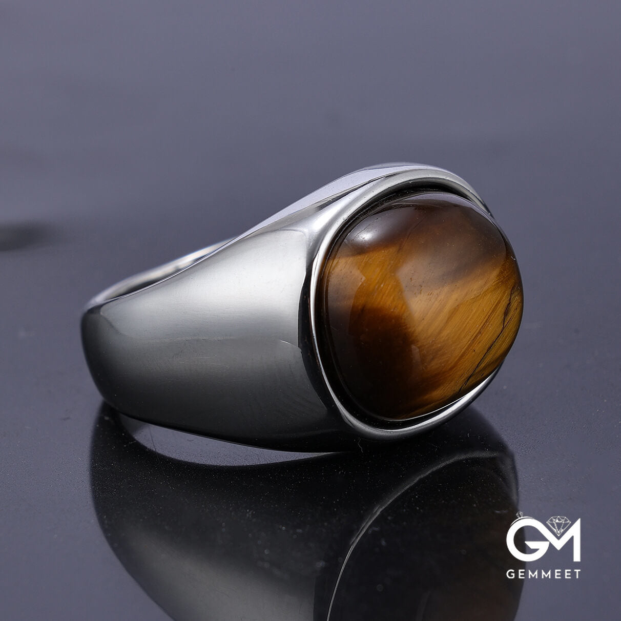 Hot Mined Stainless Steel Tiger's Eye Ring