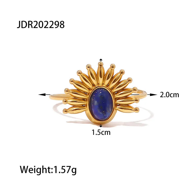 Lapis Lazuli 18k Gold Plated Stainless Steel Ring