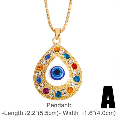 Evil Eye HAMSA Zircon Sweater Chain Pendant Necklace